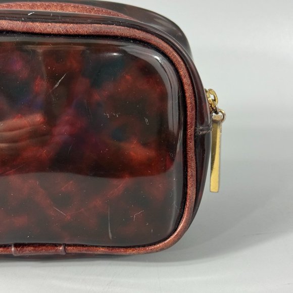 Tory Burch Clear Tortoise Shell PVC Small Zip Cosmetic Bag - Picture 7 of 14